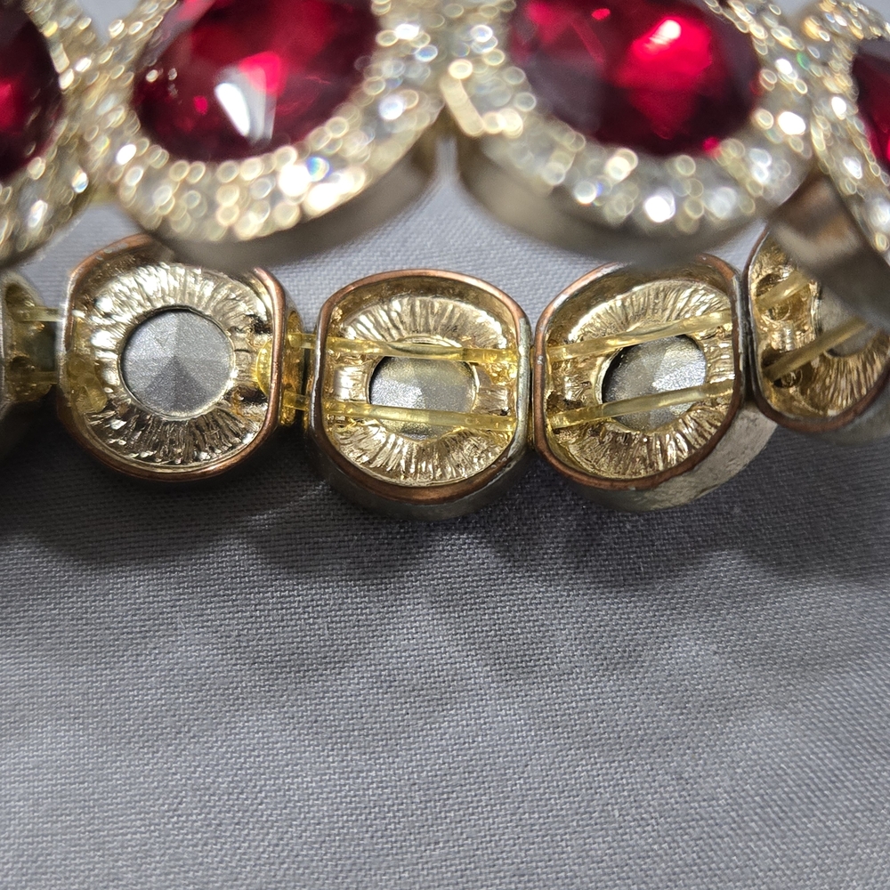 Red & Silver Rhinestone Necklace & Bracelet Set - Picture 8 of 9